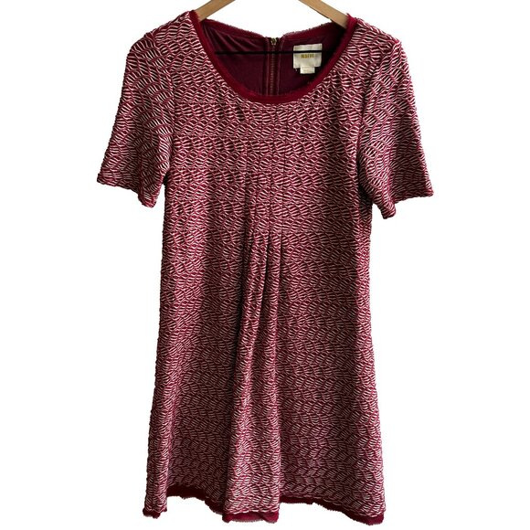 Maeve Dora Short Sleeve Cranberry Red and White Pleated Front Dress Size… - Picture 2 of 10